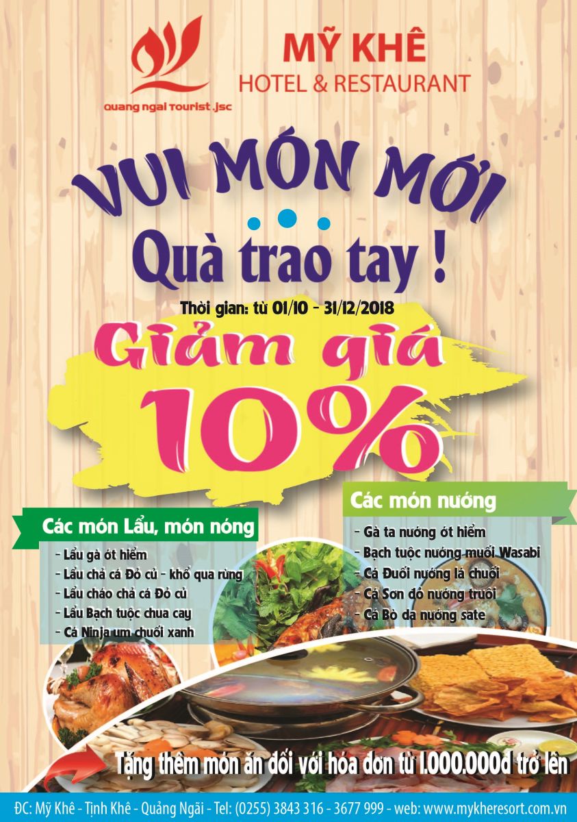 Vui món mới - Quà trao tay tại Nhà hàng - Khách sạn Mỹ Khê - Quảng Ngãi