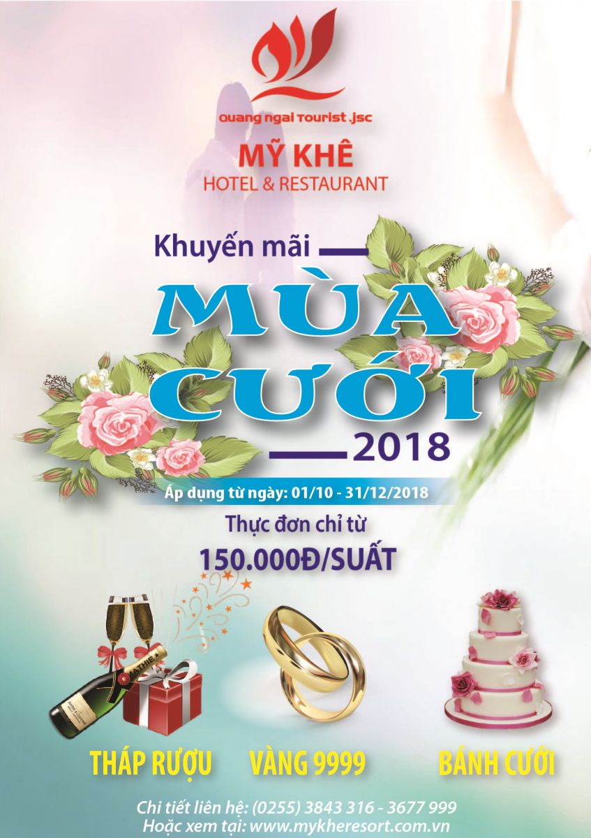 Khuyến mãi tiệc cưới 2018 - Nhà hàng, Khách sạn Mỹ Khê - Quảng Ngãi